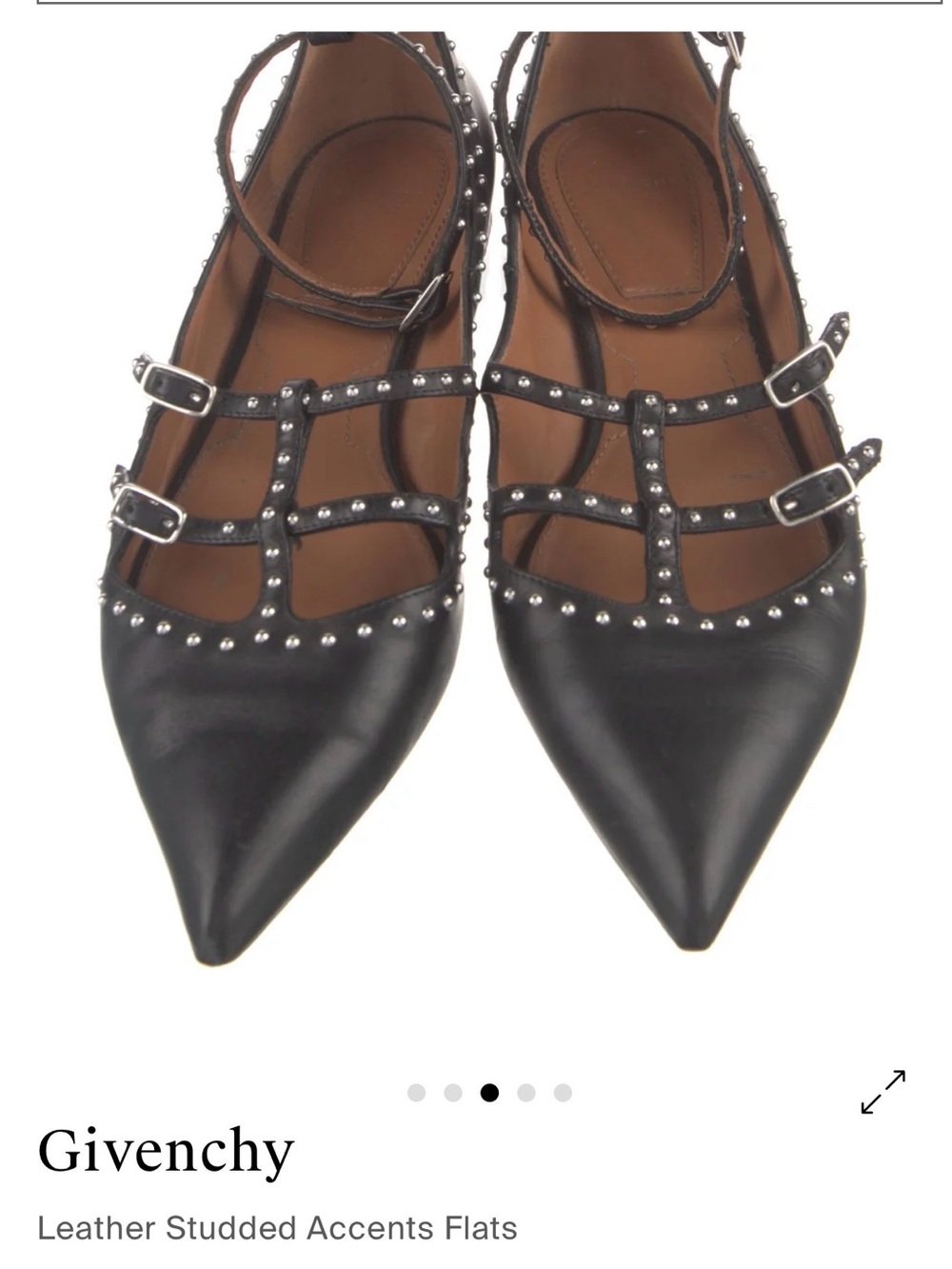 Givenchy Black Studded Strappy Pointed Flats